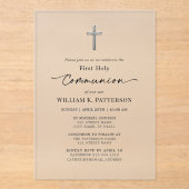 First Holy Communion Modern Elegant Frosted アクリル招待状 (正面)