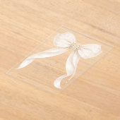 First Holy Communion Neutral Bow Pearls Gold アクリル招待状 (レイダウン)