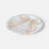 First Holy Communion Pearls Bow Paper Plates ペーパープレート (アングル)