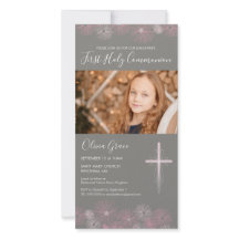 First Holy Communion Photo Card招待状- Girl