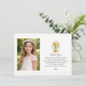 First Holy Communion Photo Elegant サンキューカード (スタンド正面)