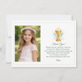 First Holy Communion Photo Elegant サンキューカード (正面)