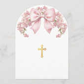First Holy Communion Pink Bow Floral Elegant Girl 招待状 (裏面)