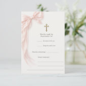 First Holy Communion Pink Bow Girl RSVP 招待状 (スタンド正面)