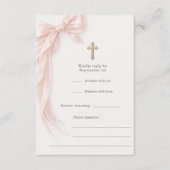 First Holy Communion Pink Bow Girl RSVP 招待状 (正面)
