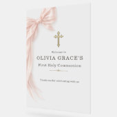 First Holy Communion Pink Bow Girl Welcome アクリルサイン (傾斜)