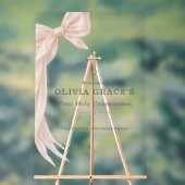 First Holy Communion Pink Bow Girl Welcome アクリルサイン (ニュートラル)
