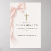 First Holy Communion Pink Bow Girl Welcome ポスター (正面)