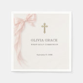 First Holy Communion Pink Coquette Bow Girl スタンダードカクテルナプキン (正面)