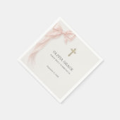 First Holy Communion Pink Coquette Bow Girl スタンダードカクテルナプキン (角)