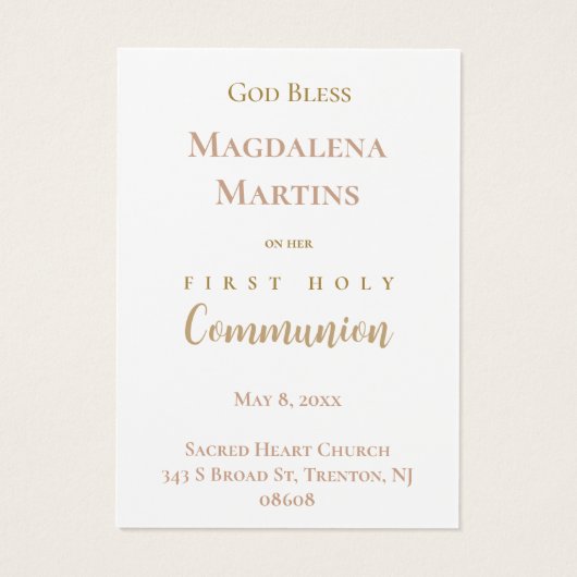 First Holy Communion remembrance card (裏面)