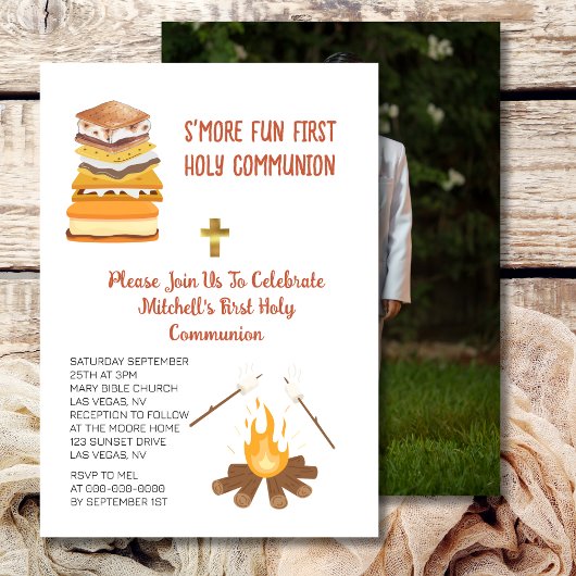 First Holy Communion SmoreおもしろいCampfireの写真 招待状