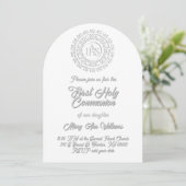 First Holy Communion white grey shadow text 招待状 (スタンド正面)
