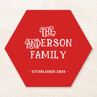 First Home Housewarming Typography Year Red White ペーパーコースター