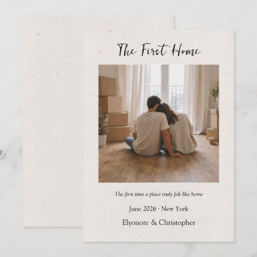 First Home Personalized Housewarming Keepsake Card (正面/裏面)