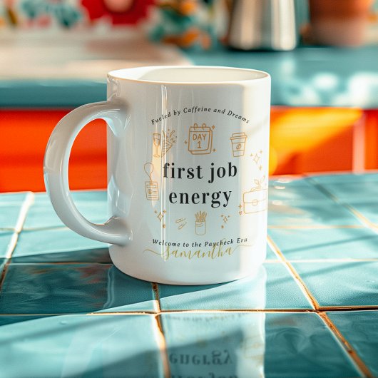 First Job Energy | Doodles Monogram コーヒーマグカップ