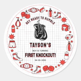 First Knockout Boxing 1歳の誕生日 - 楽しい子供たち ラウンドシール