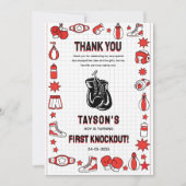 First Knockout Boxing 1st Birthday – Fun Kids サンキューカード (正面)