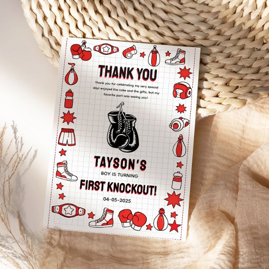 First Knockout Boxing 1st Birthday – Fun Kids サンキューカード