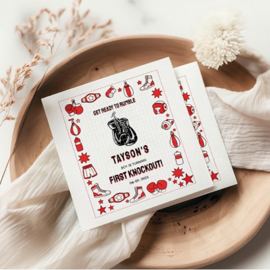 First Knockout Boxing 1st Birthday – Fun Kids  スタンダードランチョンナプキン