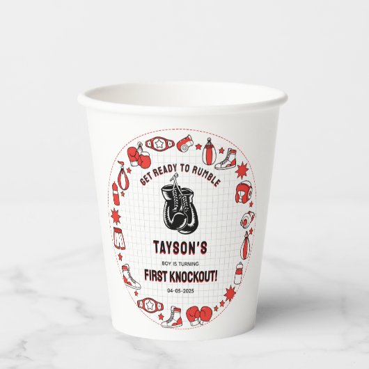 First Knockout Boxing 1st Birthday – Fun Kids 紙コップ (正面)
