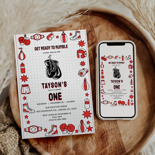 First Knockout Boxing 1st Birthday – Fun Kids Part 招待状