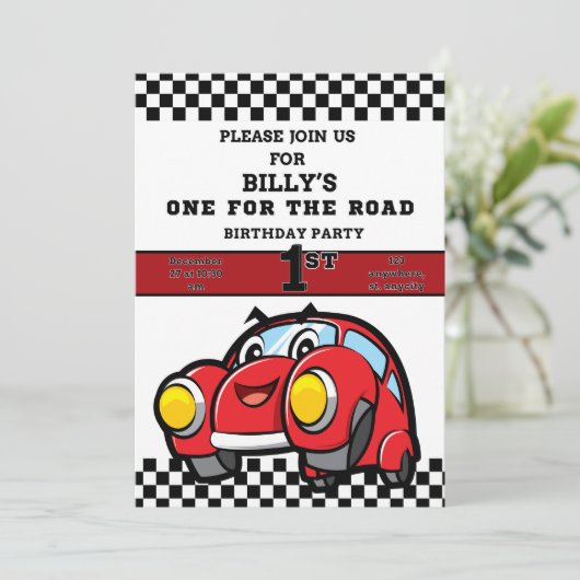 FIRST LAP、ホワイト ONE FOR THE ROAD BOY 1st BIRTHDAY 招待状 (スタンド正面)