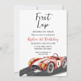 First Lap レースカー 1歳の誕生日招待状 招待状