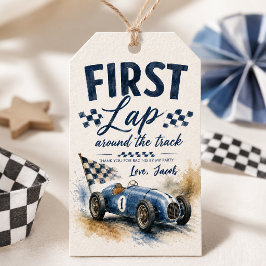 First Lap Around the Track | レースカーバースデー ギフトタグ