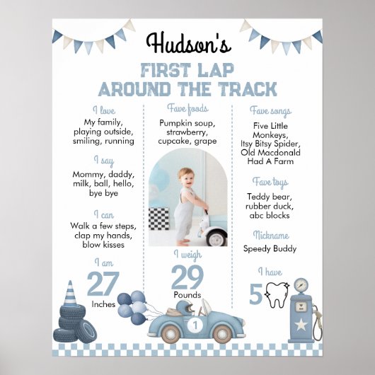 First Lap Around The Track Birthday Milestone Sign ポスター (正面)