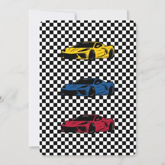 First Lap Around The Track Boys 1st Birthday Party 招待状 (裏面)