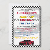 First Lap Around The Track Boys 1st Birthday Party 招待状 (正面)