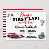 First Lap Around the Track,Kids' F1 Birthday Party 招待状 (正面/裏面)
