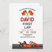 First Lap Around The Track Race Car 1st Birthday 招待状 (正面/裏面)