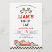 First Lap Around The Track Race Car 1st Birthday 招待状 (正面)