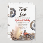 First Lap Little Racer 1st Birthday 招待状 (正面/裏面)