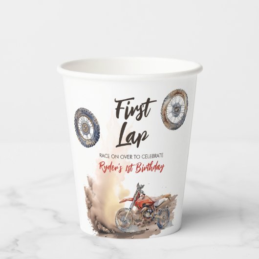 First Lap Little Racer 1st Birthday 紙コップ (裏面)