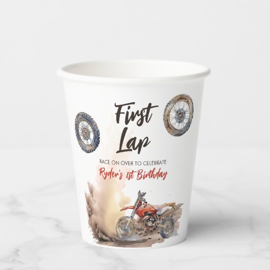 First Lap Little Racer 1st Birthday 紙コップ (正面)