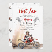 First Lap Little Racer 1st Birthday Photo 招待状 (正面/裏面)