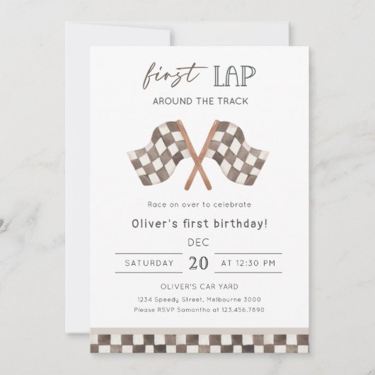 First Lap Racing 1st Birthday Party 招待状 (正面)