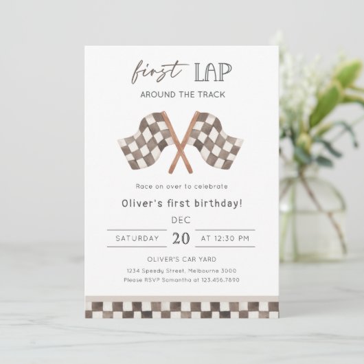 First Lap Racing 1st Birthday Party  招待状 (スタンド正面)