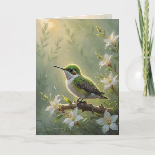 First Light Kin Hummingbird Greeting Card カード (正面)