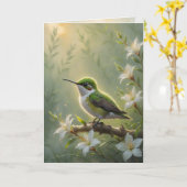 First Light Kin Hummingbird Greeting Card カード (黄色い花)