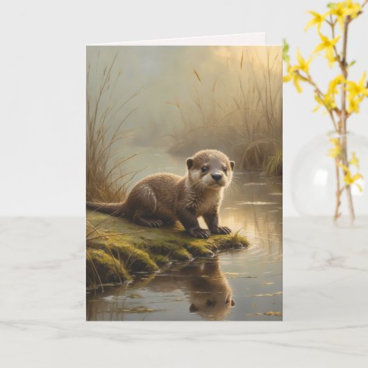 First Light Kin Otter Greeting Card カード (黄色い花)