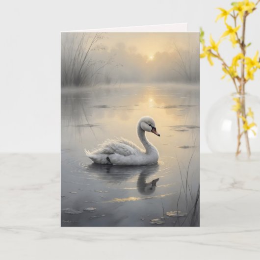 First Light Kin Swan Greeting Card カード (黄色い花)