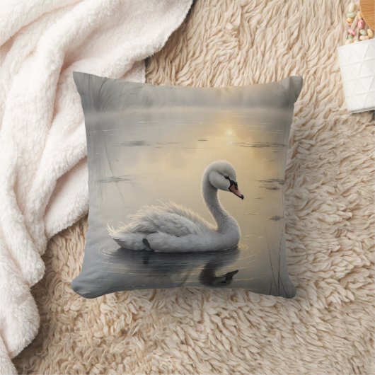 First Light Kin Swan Throw Pillow クッション (ブランケット)