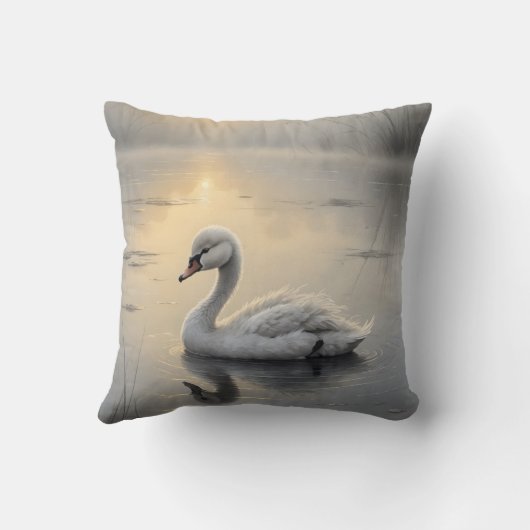 First Light Kin Swan Throw Pillow クッション (裏面)