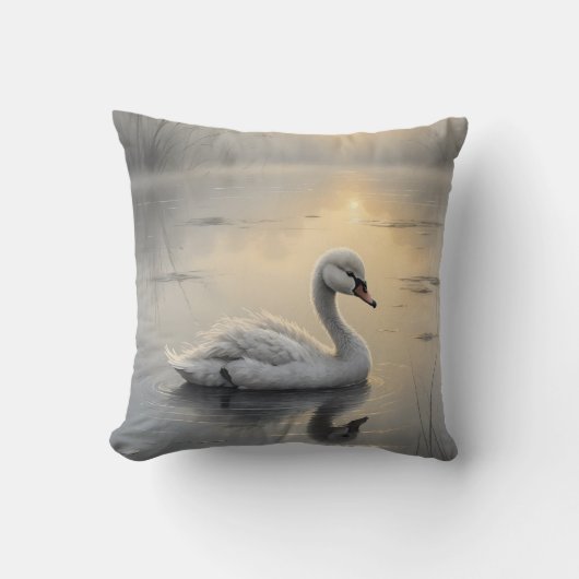 First Light Kin Swan Throw Pillow クッション (正面)
