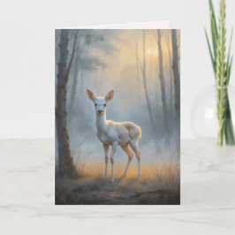 First Light Kin White Stag Greeting Card カード