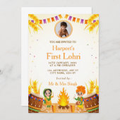 First Lohri Celebration Card with Photo 招待状 (正面/裏面)